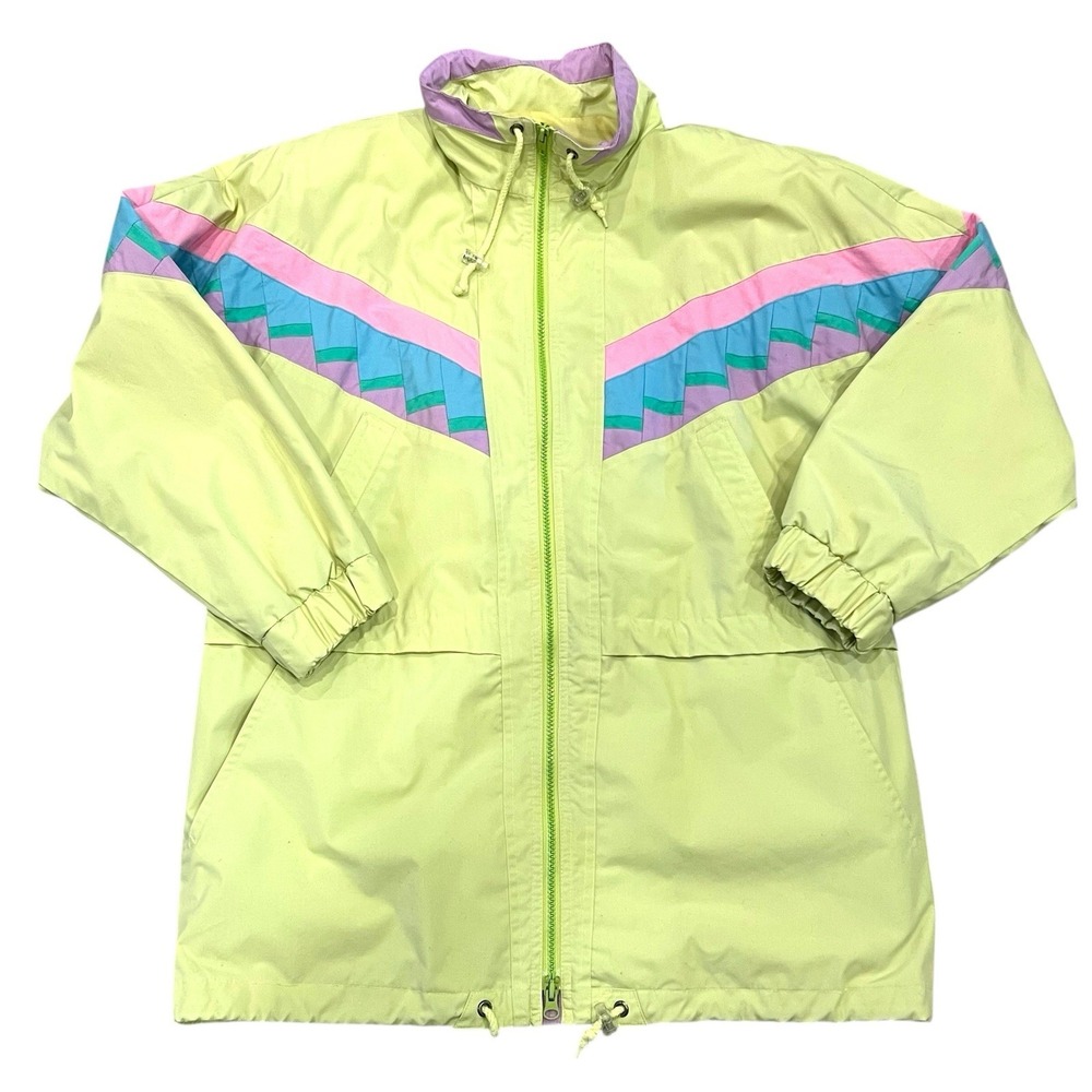 Vintage London Fog Womens 80s 90s Windbreaker Jacket Full Zip Retro Colorblock